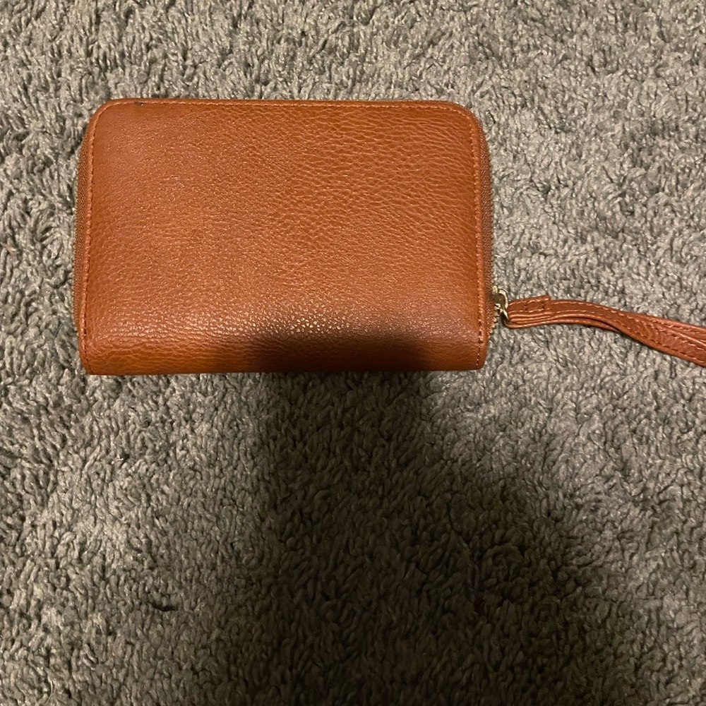 Brown Leather Wallet with Wrist Strap